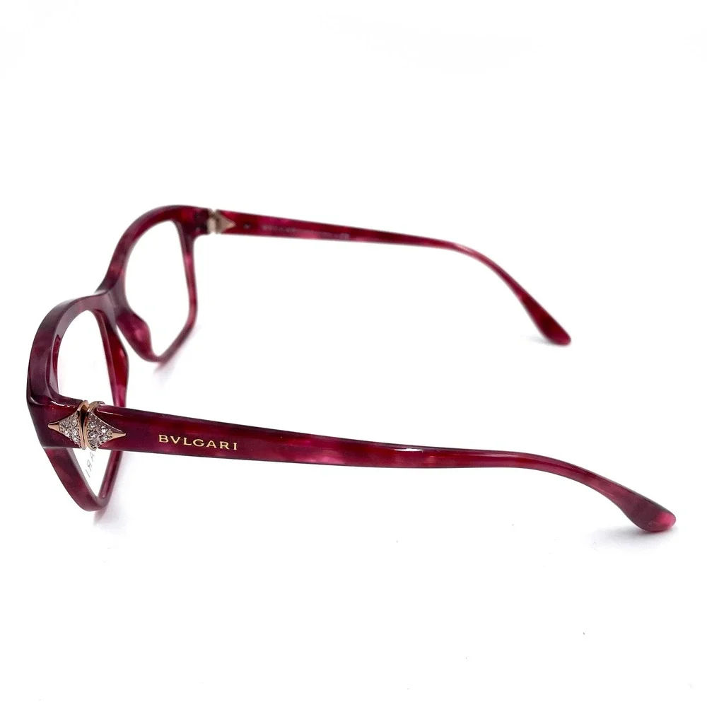 Bvlgari Cat Eye Eyeglasses Cherry Marble 4080-B Acetate‎ Full Rim Frames Women's